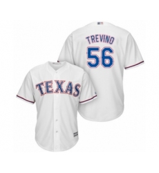Youth Texas Rangers #56 Jose Trevino Authentic White Home Cool Base Baseball Player Jersey
