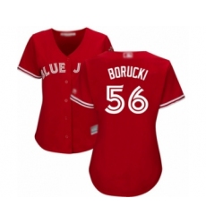 Women's Toronto Blue Jays #56 Ryan Borucki Authentic Scarlet Alternate Baseball Player Jersey