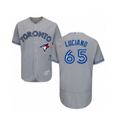 Men's Toronto Blue Jays #65 Elvis Luciano Grey Road Flex Base Authentic Collection Baseball Player Jersey