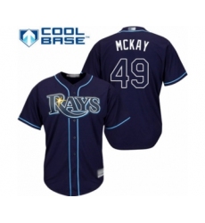 Youth Tampa Bay Rays #49 Brendan McKay Authentic Navy Blue Alternate Cool Base Baseball Player Jersey