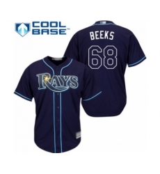 Youth Tampa Bay Rays #68 Jalen Beeks Authentic Navy Blue Alternate Cool Base Baseball Player Jersey