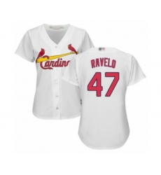 Women's St. Louis Cardinals #47 Rangel Ravelo Authentic White Home Cool Base Baseball Player Jersey