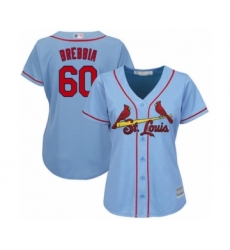 Women's St. Louis Cardinals #60 John Brebbia Authentic Light Blue Alternate Cool Base Baseball Player Jersey