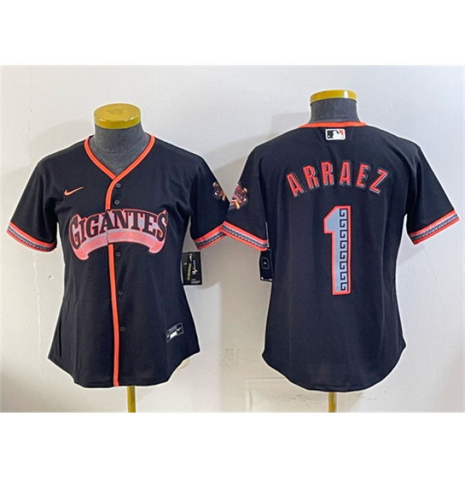 Youth San Francisco Giants #1 Luis Arraez Black 2026 Alternate Stadium Stitched Baseball Jersey