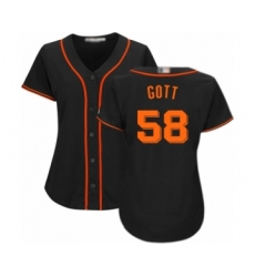Women's San Francisco Giants #58 Trevor Gott Authentic Black Alternate Cool Base Baseball Player Jersey