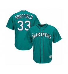 Youth Seattle Mariners #33 Justus Sheffield Authentic Teal Green Alternate Cool Base Baseball Player Jersey
