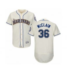 Men's Seattle Mariners #36 Reggie McClain Cream Alternate Flex Base Authentic Collection Baseball Player Jersey