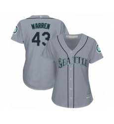 Women's Seattle Mariners #43 Art Warren Authentic Grey Road Cool Base Baseball Player Jersey