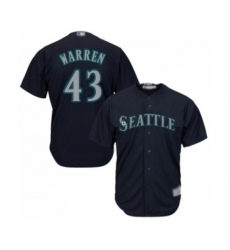 Youth Seattle Mariners #43 Art Warren Authentic Navy Blue Alternate 2 Cool Base Baseball Player Jersey