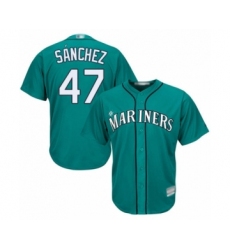Youth Seattle Mariners #47 Ricardo Sanchez Authentic Teal Green Alternate Cool Base Baseball Player Jersey