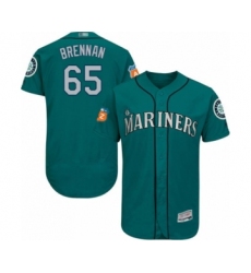 Men's Seattle Mariners #65 Brandon Brennan Teal Green Alternate Flex Base Authentic Collection Baseball Player Jersey