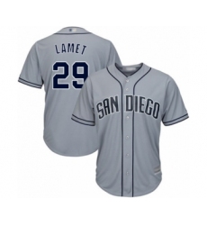 Men's San Diego Padres #29 Dinelson Lamet Authentic Grey Road Cool Base Baseball Player Jersey