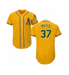 Men's Oakland Athletics #37 Jorge Mateo Gold Alternate Flex Base Authentic Collection Baseball Player Jersey