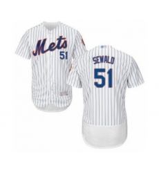 Men's New York Mets #51 Paul Sewald White Home Flex Base Authentic Collection Baseball Player Jersey