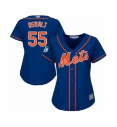 Women's New York Mets #55 Corey Oswalt Authentic Royal Blue Alternate Home Cool Base Baseball Player Jersey