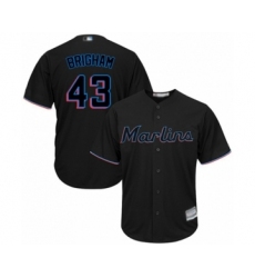 Youth Miami Marlins #43 Jeff Brigham Authentic Black Alternate 2 Cool Base Baseball Player Jersey