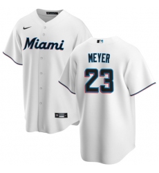 Men's Miami Marlins #23 Max Meyer White Cool Base Stitched Baseball Jersey