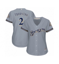 Women's Milwaukee Brewers #2 Trent Grisham Authentic Grey Road Cool Base Baseball Player Jersey