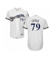 Men's Milwaukee Brewers #79 Trey Supak White Alternate Flex Base Authentic Collection Baseball Player Jersey