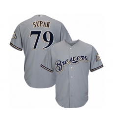 Youth Milwaukee Brewers #79 Trey Supak Authentic Grey Road Cool Base Baseball Player Jersey
