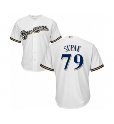 Youth Milwaukee Brewers #79 Trey Supak Authentic White Home Cool Base Baseball Player Jersey