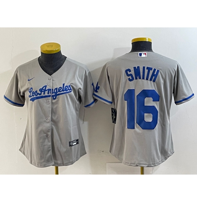 Women's Los Angeles Dodgers #16 Will Smith Gray Alternate Team Logo Cool Base Jersey