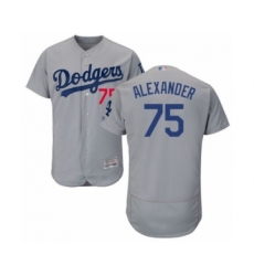 Men's Los Angeles Dodgers #75 Scott Alexander Gray Alternate Flex Base Authentic Collection Baseball Player Jersey