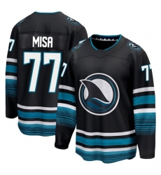 Men's San Jose Sharks #77 Michael Misa Premier Black Breakaway Alternate Jersey