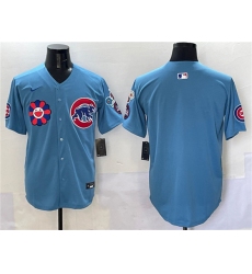 Men's Chicago Cubs Blank Blue 2025 Tokyo Series 2nd Alternate Limited Stitched Baseball Jersey