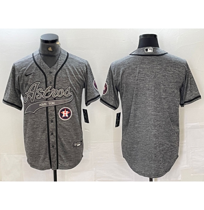 Men's Houston Astros Blank Grey Gridiron Cool Base Stitched Baseball Jersey