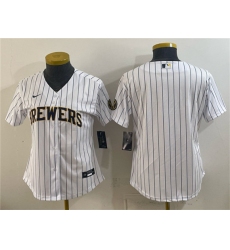 Youth Milwaukee Brewers Blank White Cool Base Stitched Jersey
