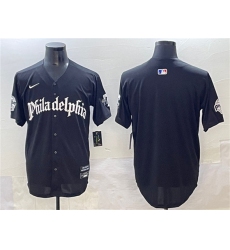 Men's Philadelphia Phillies Blank Black GOTHIC Vapor Limited Stitched Jersey