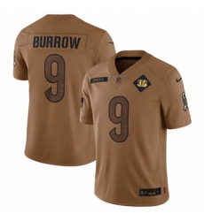 Men's Cincinnati Bengals #9 Joe Burrow Nike Brown 2023 Salute To Service Limited Jersey