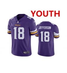 Youth Minnesota Vikings #18 Justin Jefferson 2020 Purple Vapor Untouchable Limited Stitched Jersey