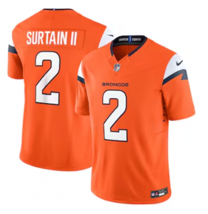 Men's Denver Broncos #2 Patrick Surtain II Nike Orange Vapor F.U.S.E. Limited Jersey
