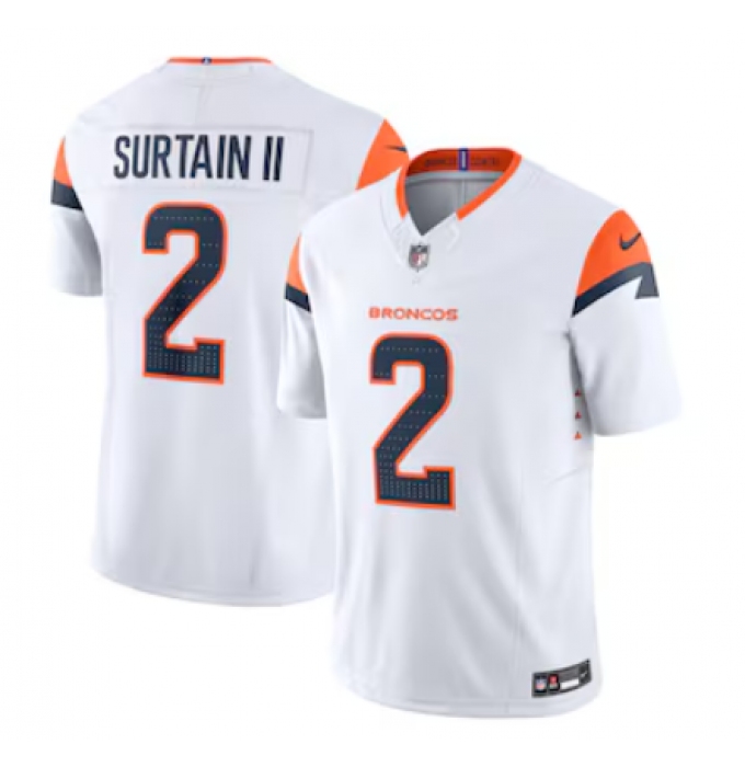 Men's Denver Broncos #2 Patrick Surtain II Nike White Vapor F.U.S.E. Limited Jersey
