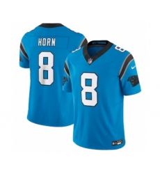 Men's Nike Carolina Panthers #8 Jaycee Horn Blue 2023 F.U.S.E. Vapor Untouchable Stitched Football Jersey