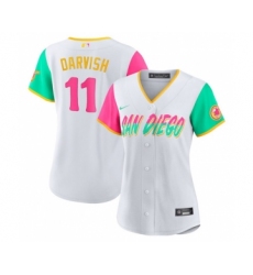 Women's San Diego Padres #11 Yu Darvish White 2022 City Connect Cool Base Stitched Baseball Jersey(Run Small)