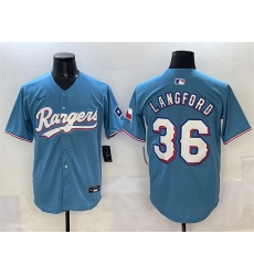 Men's Texas Rangers #36 Wyatt Langford Blue Limited Stitched Baseball Jersey