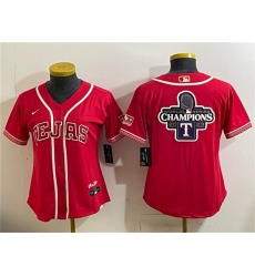 Women's Texas Rangers Team Big Logo Red 2026 City Connect Stadium Stitched Baseball Jersey(Run Small)