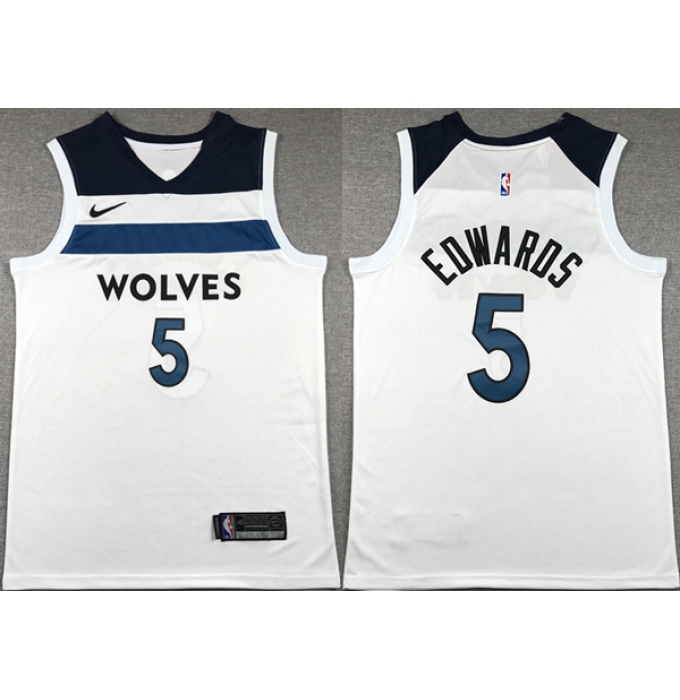 Men's Minnesota Timberwolves #5 Anthony Edwards White Association Edition Stitched Jersey