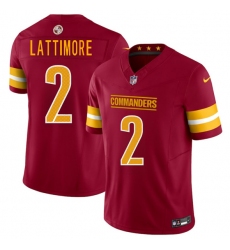 Men's Washington Commanders #2 Marshon Lattimore Burgundy 2025 F.U.S.E. Vapor Limited Football Stitched Jersey