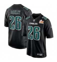 Men's Philadelphia Eagles #26 Saquon Barkley Nike Carbon Black Super Bowl LIX Fashion Game Player Jersey