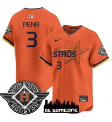 Men's Houston Astros #3 Jeremy Pena Orange 2025 City Connect Limited Stitched Baseball Jersey