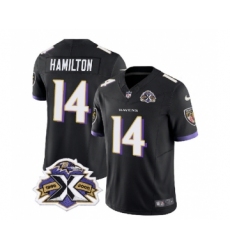 Men's Nike Baltimore Ravens #14 Kyle Hamilton Black 2023 F.U.S.E Throwback Vapor Limited Stitched Jersey