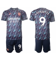 Arsenal F.C #9 Lacazette Away Soccer Jersey with Shorts4
