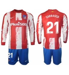 Men 2021-2022 Club Atletico Madrid home red Long Sleeve 21 Soccer Jersey