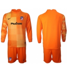 Men 2021-2022 Club Atletico Madrid orange red goalkeeper Long Sleeve blank Soccer Jersey