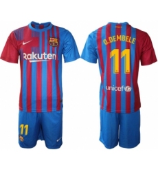 Men 2021-2022 Club Barcelona home blue 11 Nike Soccer Jersey