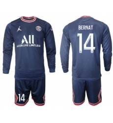 Men 2021-2022 Club Paris St German home blue Long Sleeve 14 Soccer Jersey